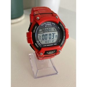 Casio W-S220 Red 5 alarms Mens Chrono Watch